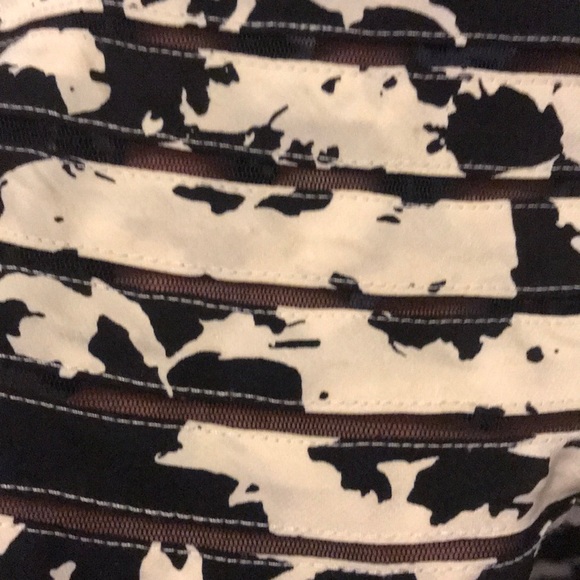 Silk Black and white flared mini dress - Picture 3 of 5